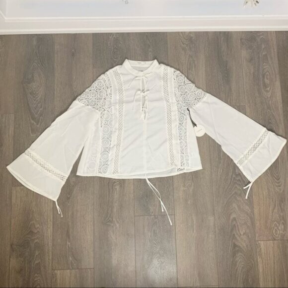 REVOLVE Tularosa Women's Blouse Long Flare Sleeve Ivory Boho chic Size XS NWT - Picture 8 of 16